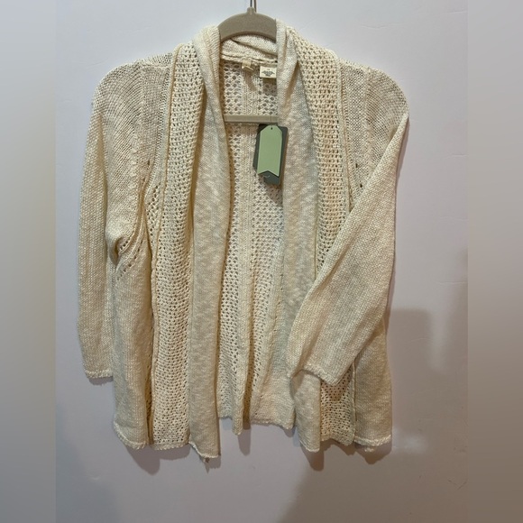 Anthropologie Moth Open Knit Ivory Cardigan Large NWT - Picture 2 of 7